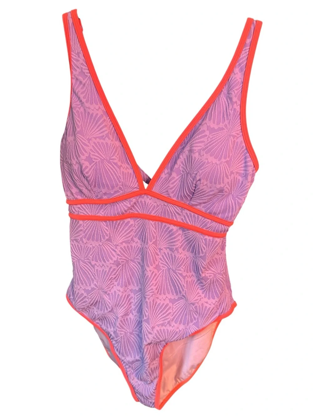 Popvil Color Block Clam Shell One Piece Swimsuit Purple, size XL NWT